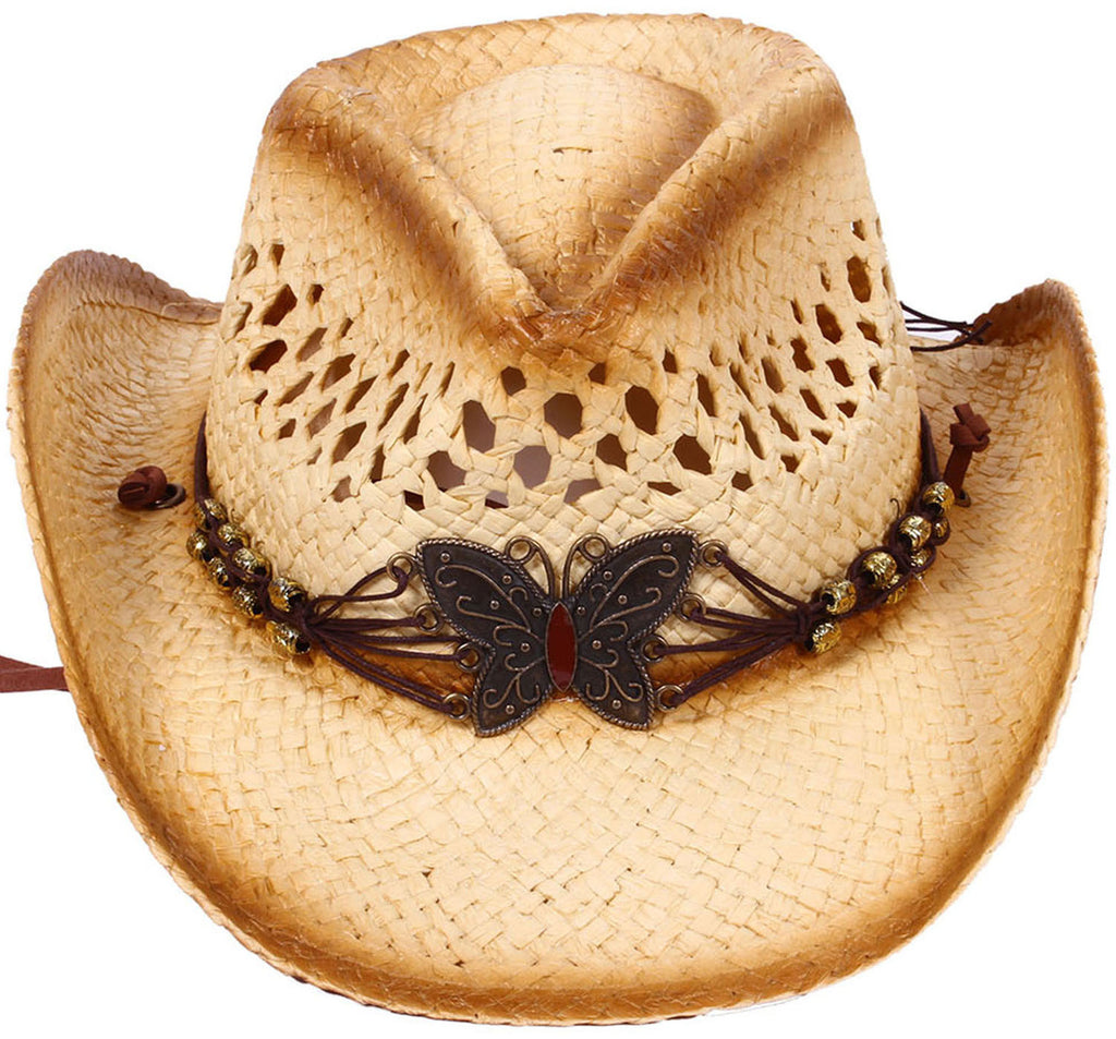 BUTTERFLY GOLD STRAW HAT